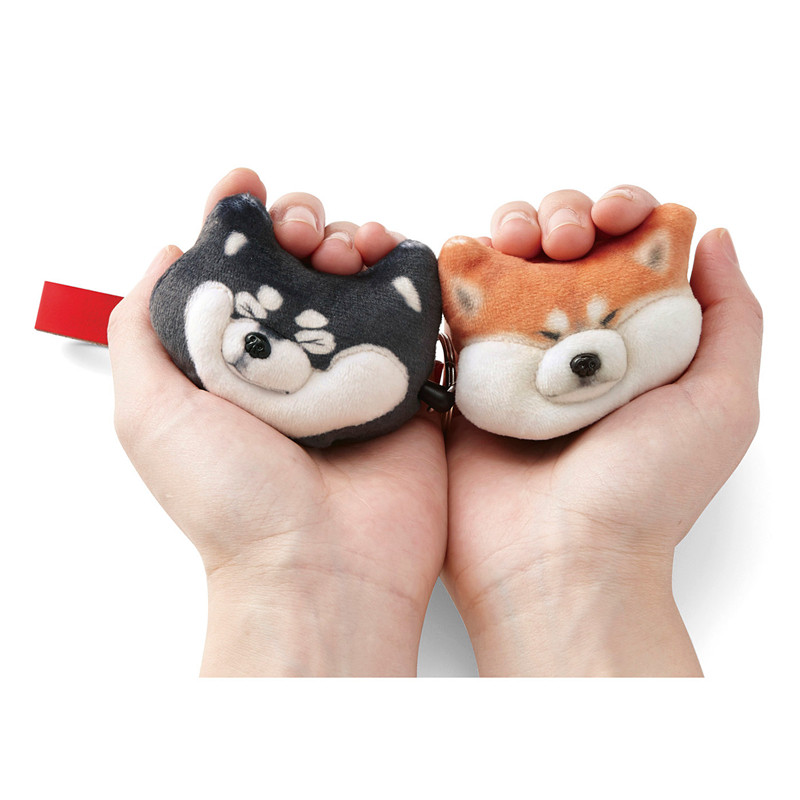 Spot Japanese genuine Shiba Inu keychain Plush doll telescopic leather rope Men's and women's car key chain small pendant