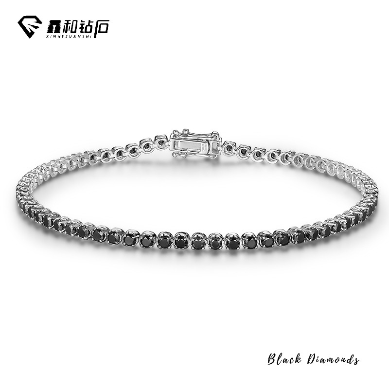 Xinhe Black Diamond Bracelet 18K Gold White Diamond Bracelet Gift High-End 2.1 Carat Diamond Bracelet for Men and Women Xinhe Black Diamond Bracelet 18K Gold White Diamond Bracelet Gift High-End 2.1 Carat Diamond Bracelet for Men and Women