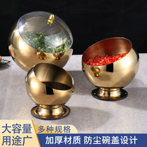 Stainless steel creative diagonal bowl with lid spherical hot pot sauce bowl buffet seasoning pot KTV dried fruit salad plate
