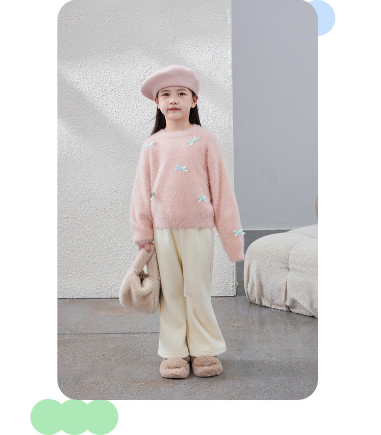 毛衣女童2024秋冬新款儿童加厚套头针织上衣内搭毛绒加厚女宝毛衣详情35