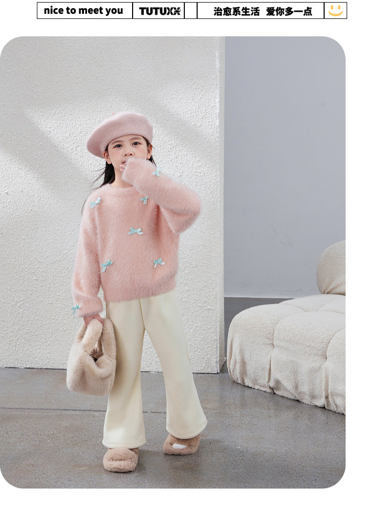 毛衣女童2024秋冬新款儿童加厚套头针织上衣内搭毛绒加厚女宝毛衣详情34