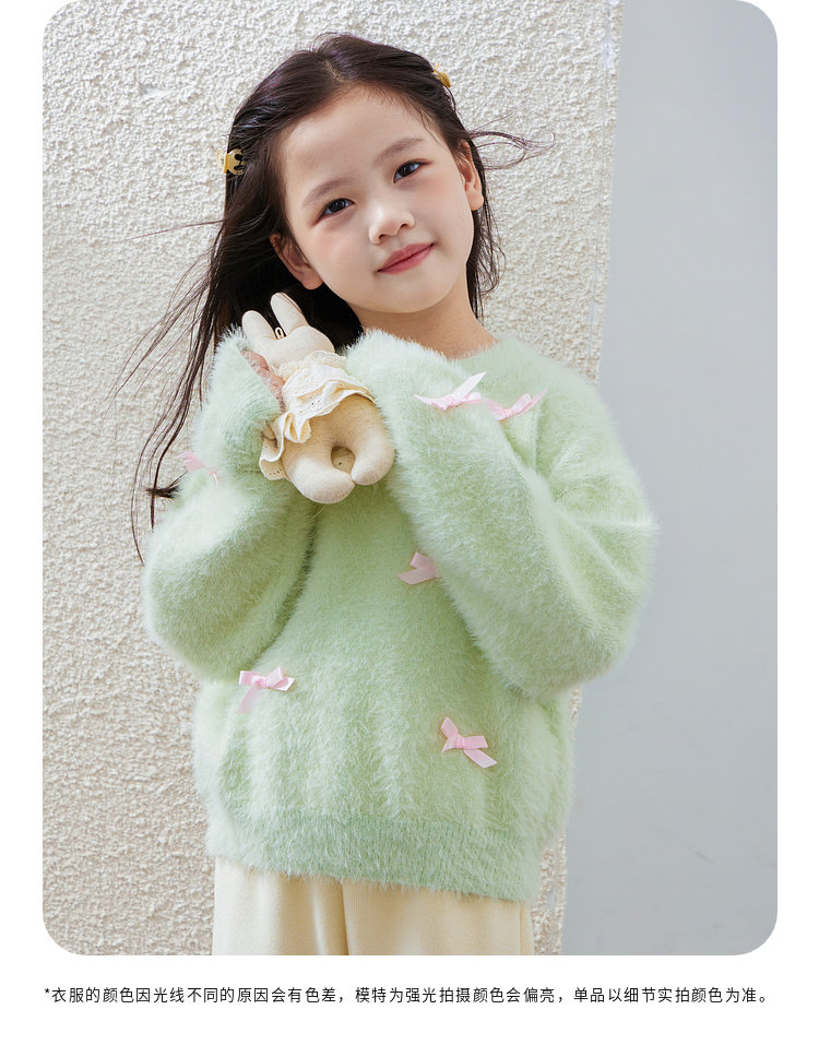 毛衣女童2024秋冬新款儿童加厚套头针织上衣内搭毛绒加厚女宝毛衣详情24