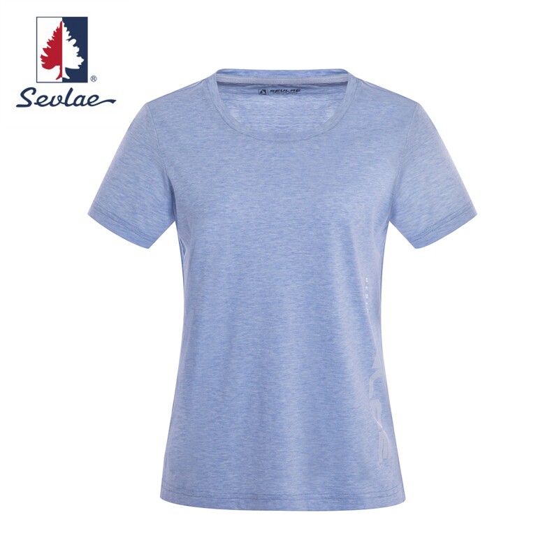 SEVLAE St. Fry quick-drying clothes women's low-necked round neck khaki sports short-sleeved top T-shirt S122984560