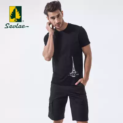 Broken clearance SEVLAE Saint-Frye summer men's short-sleeved round neck T-shirt breathable solid color half-sleeved top