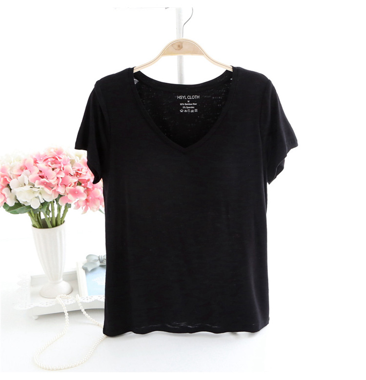 Với ngực pad miễn phí áo ngực ngắn tay T-Shirt nữ mùa hè phần mỏng cotton tre bông đồ ngủ nhà dịch vụ đáy áo loose