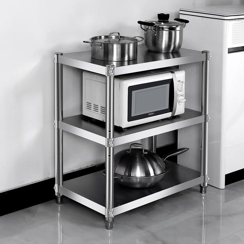 Kitchen Shelving Stainless Steel Containing Shelf Floor Three Layers of Vegetable Shelving Shelf Layer Shelf Fire Pot shop Vegetable Racks-Taobao