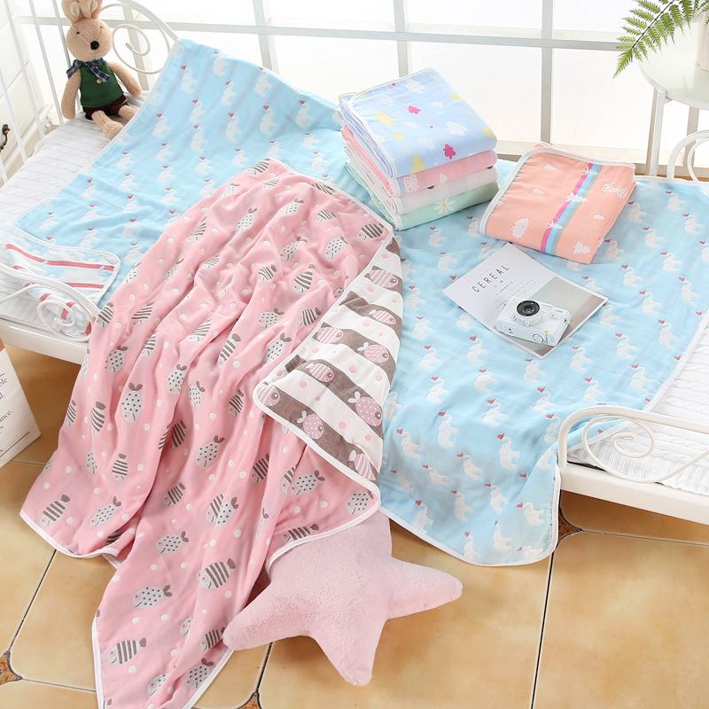 Baby summer thin cotton 4-layer gauze blanket 120*150 children's kindergarten nap summer cool towel quilt