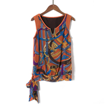 Summer new brand Brands Womens Clothing Stock Discount Retro Printed Sleeveless Vest Snow-spinning HY2695