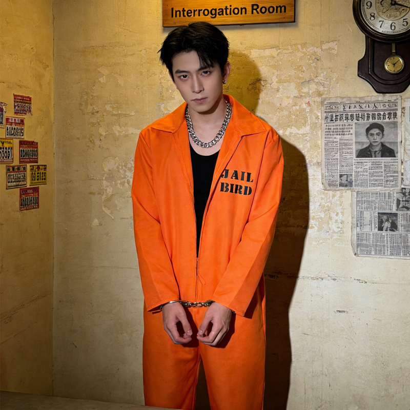 Prisoner Cosplay Halloween Costume Adult Stage Performance Costume Annual Meeting Role Play American-Style Orange Prisoner Outfit