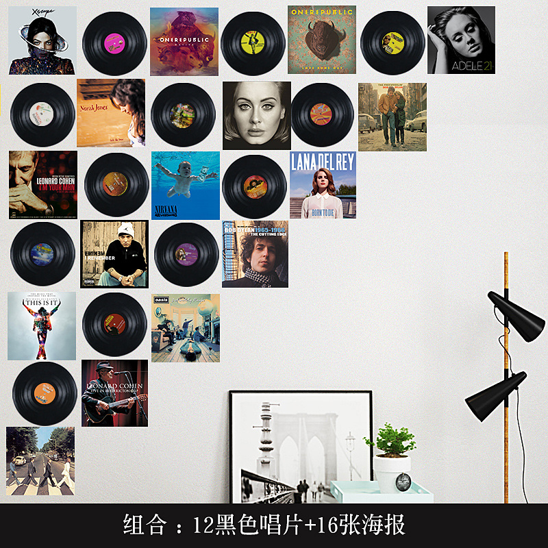 máy phát nhạc đĩa Cá tính retro ghi âm vinyl ghi âm trang trí tường quán cà phê quán cà phê quán bar phòng khách sơn tường - Máy hát 	đầu đĩa than crosley