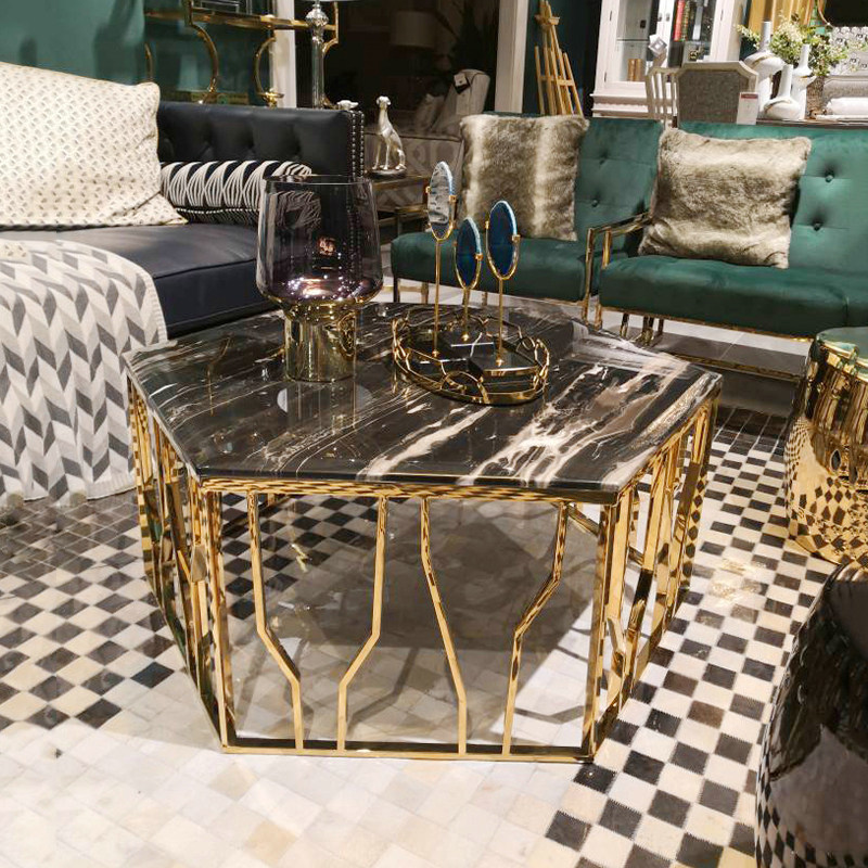 Italy LONGHI living room marble coffee table Nordic light luxury coffee table mirror titanium alloy silver white dragon stone surface