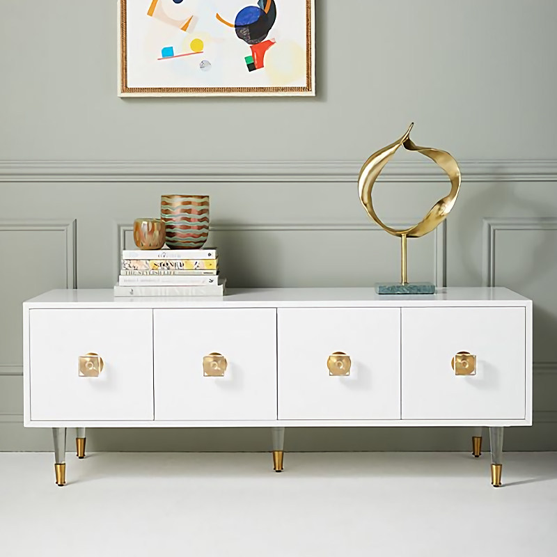 Nordic light luxury living room transparent high-foot TV cabinet small apartment bedroom rectangular storage acrylic TV cabinet - Taobao