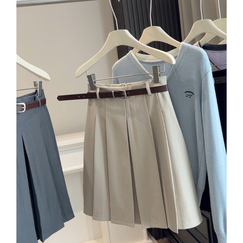 Korean Style Pleated Skirt for Women 2026 Spring and Summer New High-Waisted Slimming Versatile Tummy-Covering Suit Skirt
