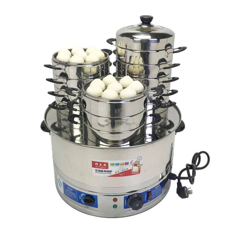 Hantaisheng Xiaolongbao electric steaming steamer commercial steaming steamer stainless steel household three-hole steamer dumpling steamer