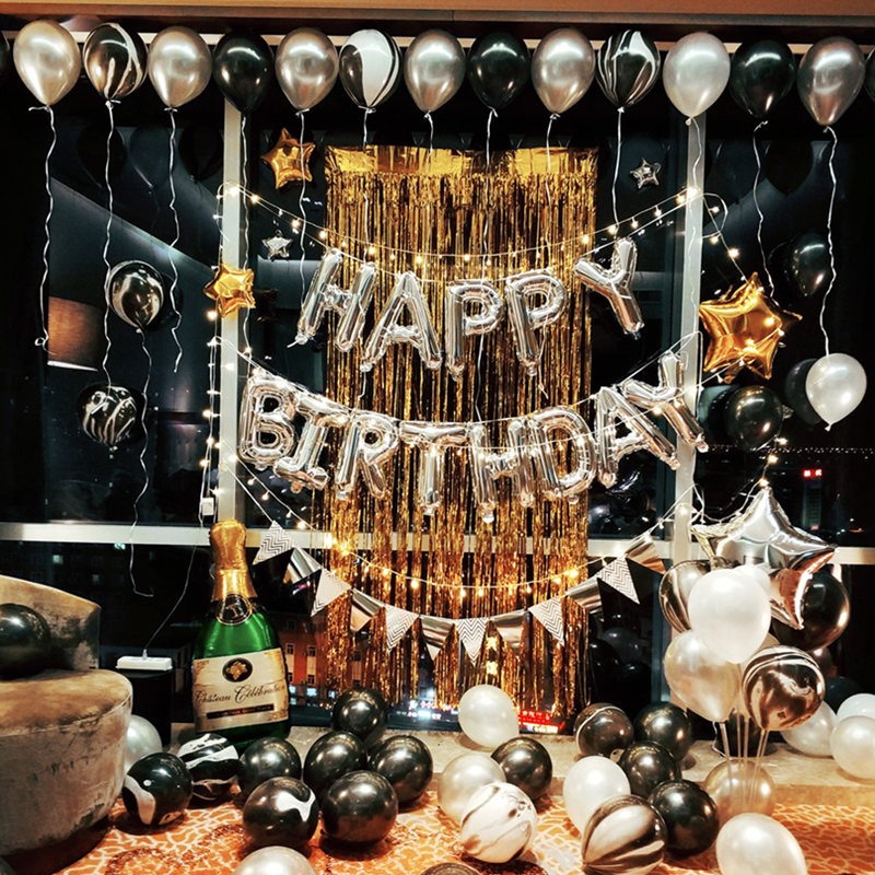 Adult Birthday Decoration Scene Layout Alphabet Balloon Party Girl