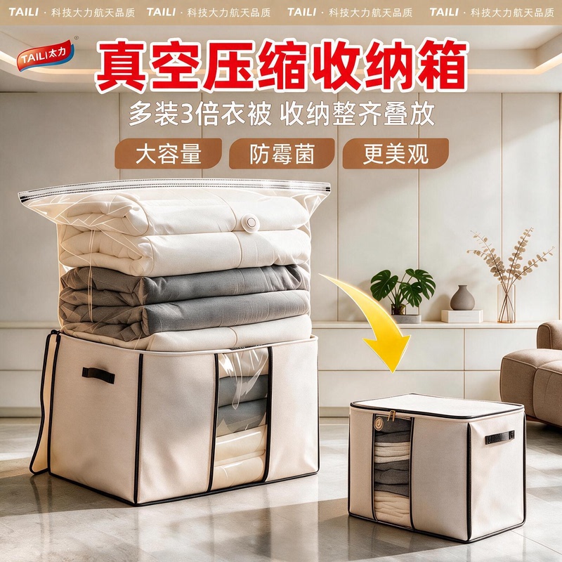 Taili Compression Storage Box Vacuum Storage Bag for Quilts and Clothes, Made of Oxford Cloth, Moisture-Proof and Mildew-Proof, Quilt Organizing Box Taili Compression Storage Box Vacuum Storage Bag for Quilts and Clothes, Made of Oxford Cloth, Moisture-Proof and Mildew-Proof, Quilt Organizing Box