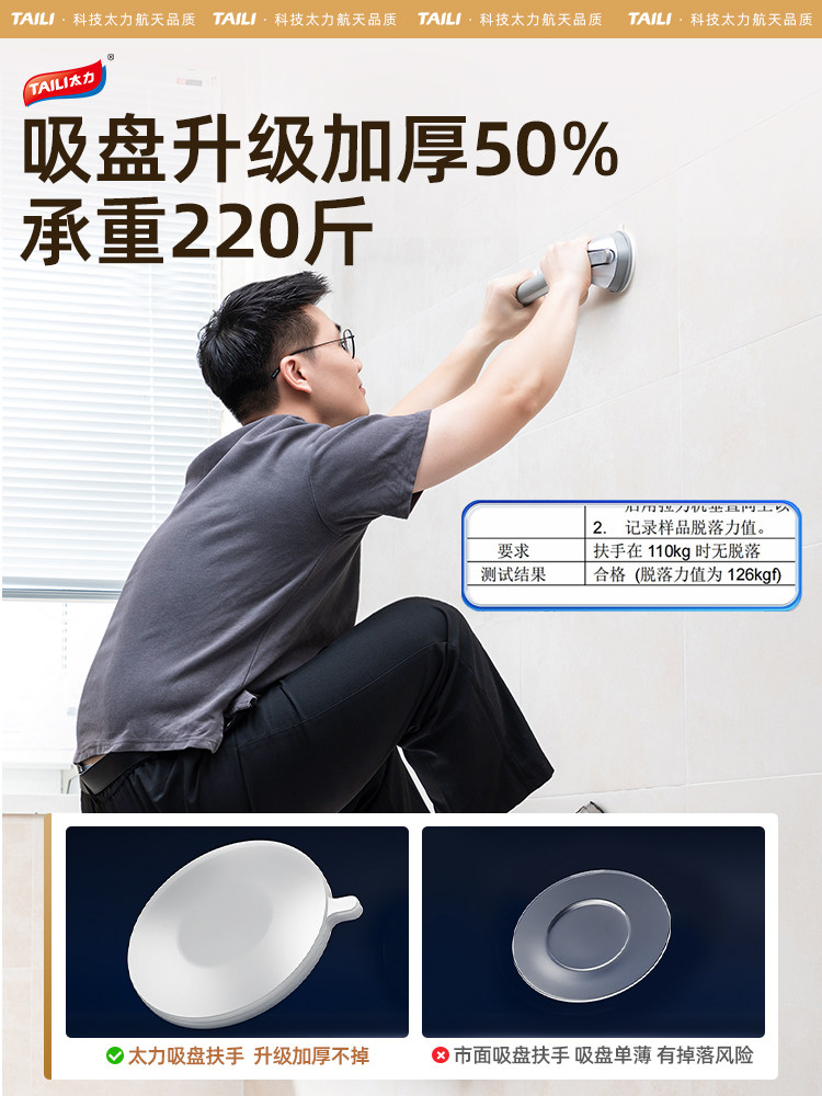 Taily Bathroom Baby Bath Support Handle, Children's Standing Suction Cup Handle, Shower Head Bracket, Non-Slip Safety Tool