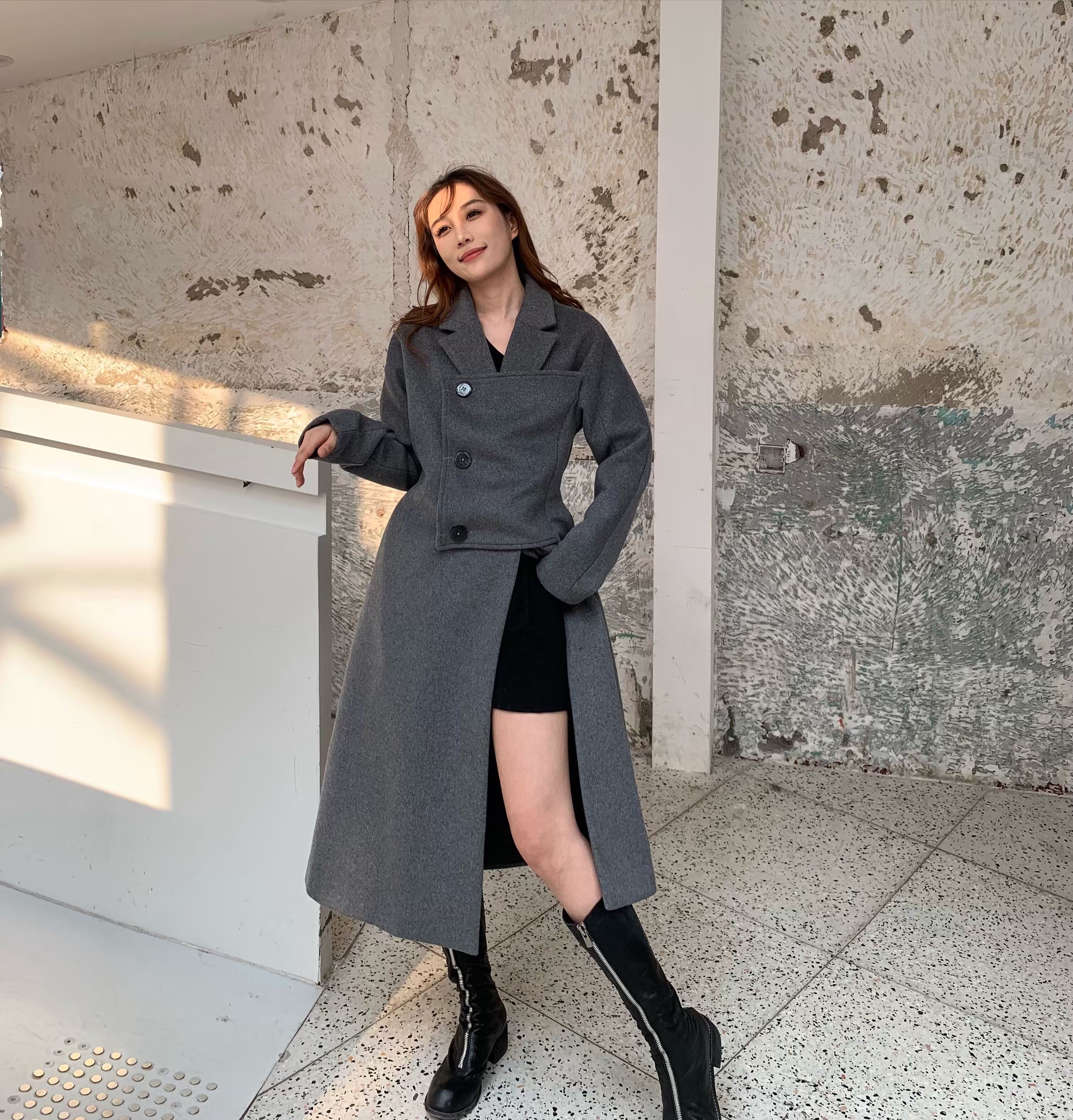 Áo khoác len Amor cashmere mới 2018 dài phần cao cấp thu đông và áo len mùa đông nữ phổ biến Slim eo áo măng tô nữ dáng dài