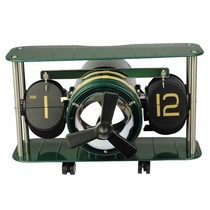 Wonderful engraved retro German aircraft head model automatic page-turning clock European-style minimalist living room biplane fighter clock