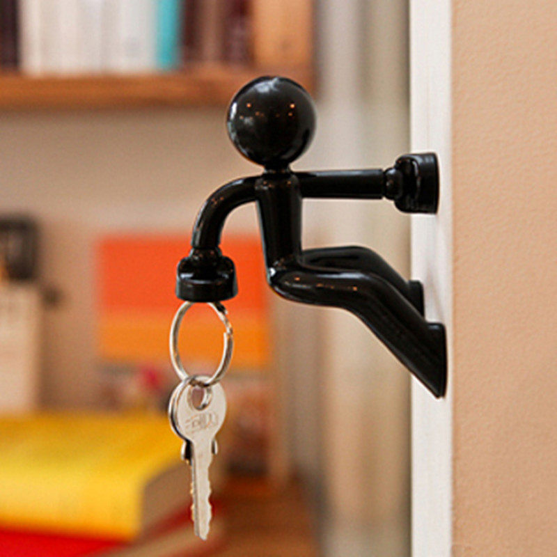 Creative home wall climbing villain magnet key hanging key suction super magnetic suction magnetic couple key chain refrigerator sticker