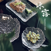 Life original Japanese style lead-free glass salad plate transparent household steak dish dish snack plate fruit plate Ice Dew