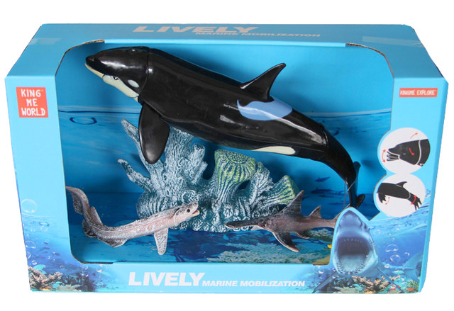 Kidsren's Gifts Marine Animal Toys Great White Shark Killer Whale Octopus Dolphin Toy Model Gift Box