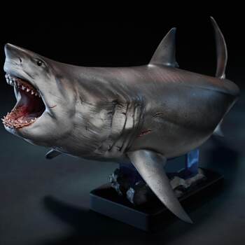 Wanlongtang Great White Shark Butcher Figurine Model Ocean Overlord Realistic Animal Scene Collectible Ornament 1/18