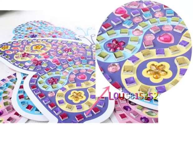 4 bướm màu kim cương khảm eva xốp dán flash mẫu giáo DIY dán sáng tạo thủ công cách làm đồ dùng đồ chơi tự tạo