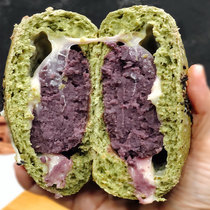Matcha purple potato hemp potato whole wheat bread hand-baked saccharin free nutrition fitness whole grain breakfast food soft European bag