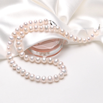 Freshwater pearl necklace female white S925 accessories nearly round to send mother-in-law chain Mothers Day gift gift