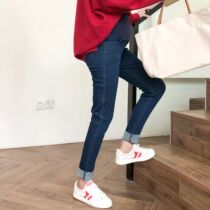 Pregnant woman jeans fit in spring and autumn 2021 new outwear pregnant woman pants Chauma fashion Tobelly long pants autumn and winter clothing