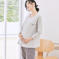 Lunar clothes pajamas womens spring autumn and winter cotton 11 months maternal postpartum 10 months pregnant women breastfeeding home clothing