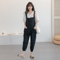 Summer New pregnant women pants loose size belly does not show Belly Belly wearing pants tide mother foreign atmosphere ankle-length pants 56-7
