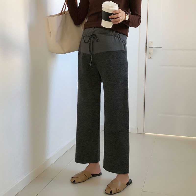 Autumn Winter 2021 new gestational woman dress Korean version Fashion straight tube Pregnant Woman Pants Knit lean Belly Pants Casual Boomer