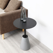 Nordic Industrial Wind Designer Sofa Edge A Few Living Room Round Table Small Tea Table Solid Wood Light Lavish Cement Metal Marble