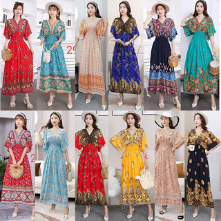 Ethnic bohemian beach cotton silk floral skirt