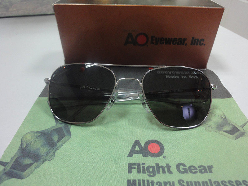American AO Sunglasses Pilot's Outdoor Glass Lens Driver Driving Silver Mirror Glasses