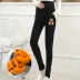 Quần bà bầu mùa đông mặc mùa thu quần mỏng cộng với quần nhung cotton 2018 mới legging mùa thu - Phụ nữ mang thai quần / quần bụng quần áo bầu cao cấp Phụ nữ mang thai quần / quần bụng