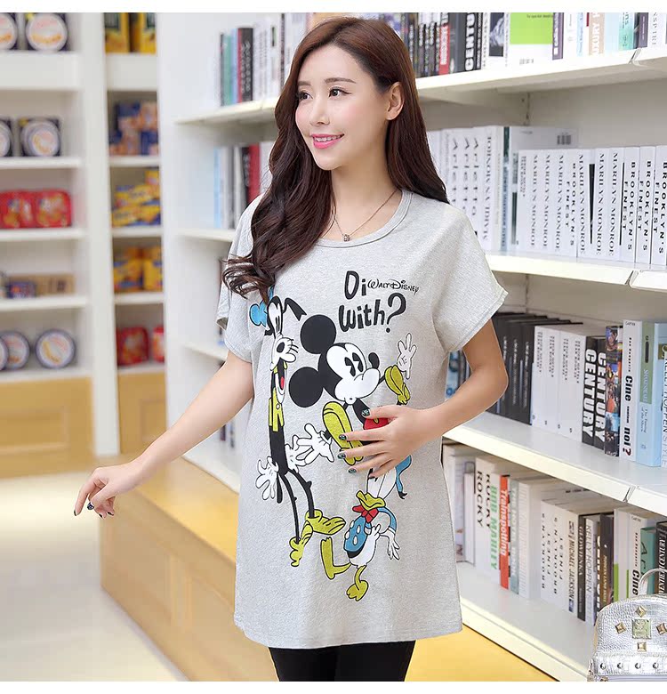 Mất giải phóng mặt bằng phụ nữ mang thai t-shirt mùa hè mới phụ nữ mang thai ngắn tay phần dài kích thước lớn từ bi thai sản dress mùa hè ăn mặc