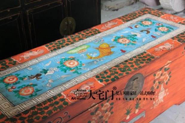 Mới Trung Quốc phong cách cổ xưa cũ vẽ tay hộp chính thức hộp vỏ sò Gỗ rắn bàn cà phê bàn ​​cà phê bàn ​​cà phê bàn ​​trà - Cái hộp thùng pallet gỗ