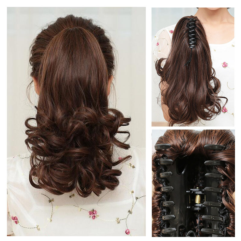 Net red wig female Tiger Mouth clip ponytail pear flower roll ponytail wig hair ponytail wig ponytail