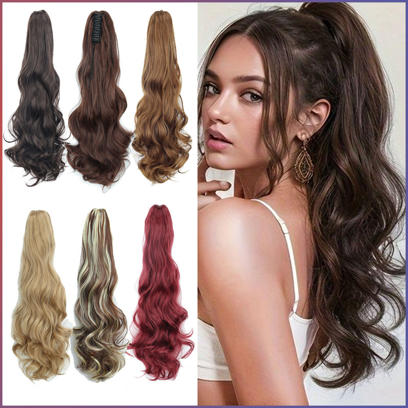 European and American Style Golden Wig for Women, Claw Clip Big Wave Wig, Ponytail, Fluffy Long Curly Hair, High Ponytail, Ponytails European and American Style Golden Wig for Women, Claw Clip Big Wave Wig, Ponytail, Fluffy Long Curly Hair, High Ponytail, Ponytails