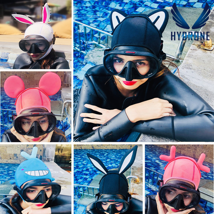 HYDRONE cartoon diving head cover diving cap detachable variation shape thermal sunscreen vent design