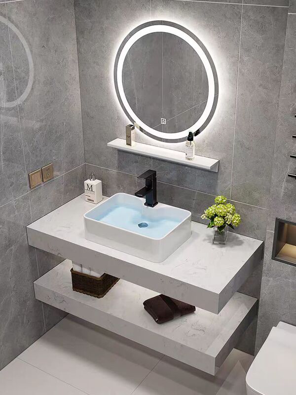 Hotel Bathroom Washbasin Modern Simple Marble Washbasin Above Counter Basin Double Layer Washbasin Cabinet Combination