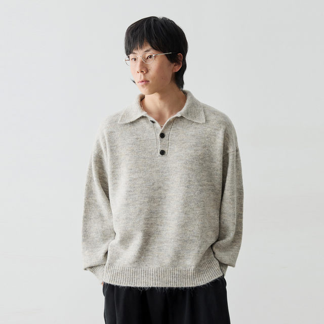 Vavu pullover lapel half-pallet alpaca sweater