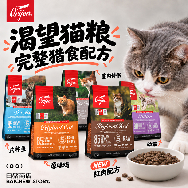 White Pig Store American Version Orijen Wildcat Grain-Free Chicken Six Types of Fish Cat Food for Digestive Health and Weight Gain White Pig Store American Version Orijen Wildcat Grain-Free Chicken Six Types of Fish Cat Food for Digestive Health and Weight Gain
