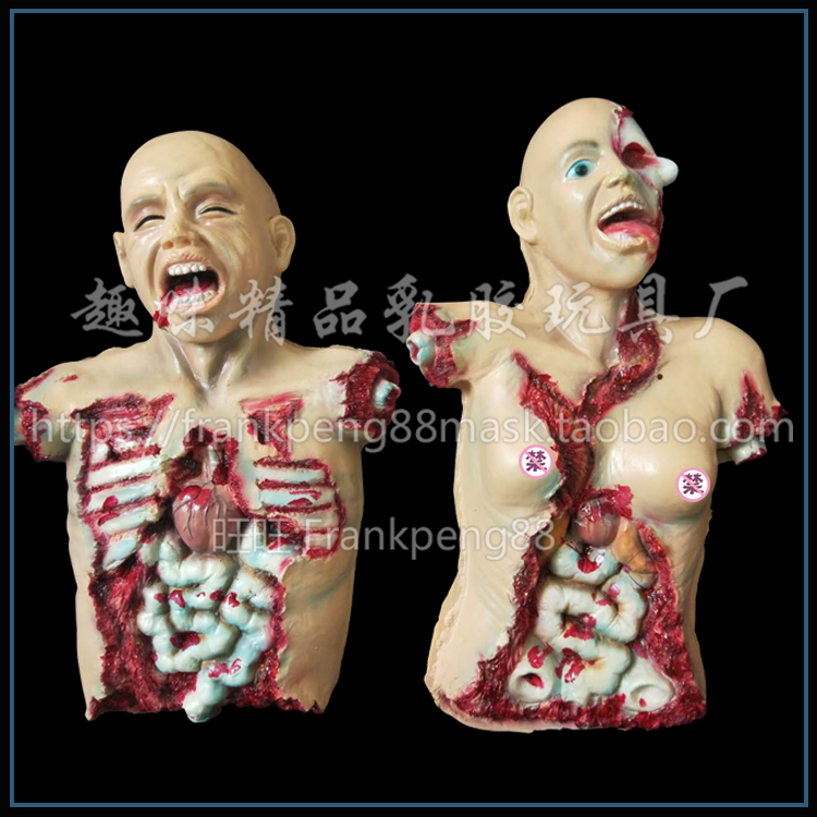 Halloween Haunted House Horror Naked Latex Half-Body Female Rotten Zombie Props Horror Chamber Escape survival Decoration