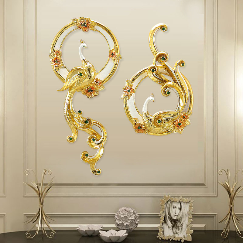 Phoenix wall decoration Light luxury wall decoration Wall hanging European living room wall pendant TV background wall three-dimensional hanging decoration
