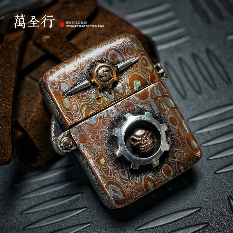 U.S. Starlingear Stirling handmade lighter copper horse leather wood grain gold limited edition only 1