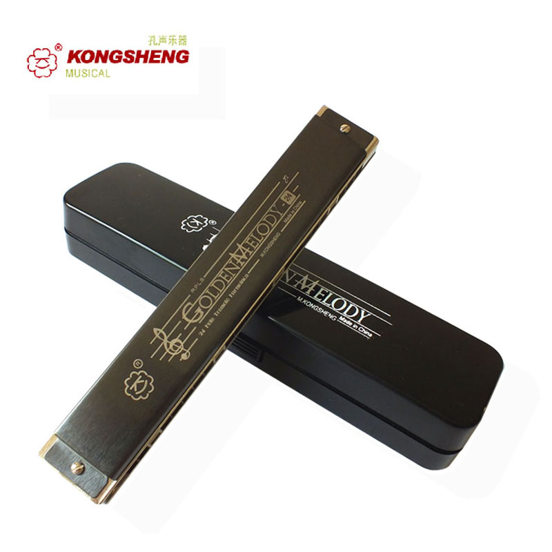 24 holes harmonica resound hole vocal instrumental KS-2401 03GM black adult professional play